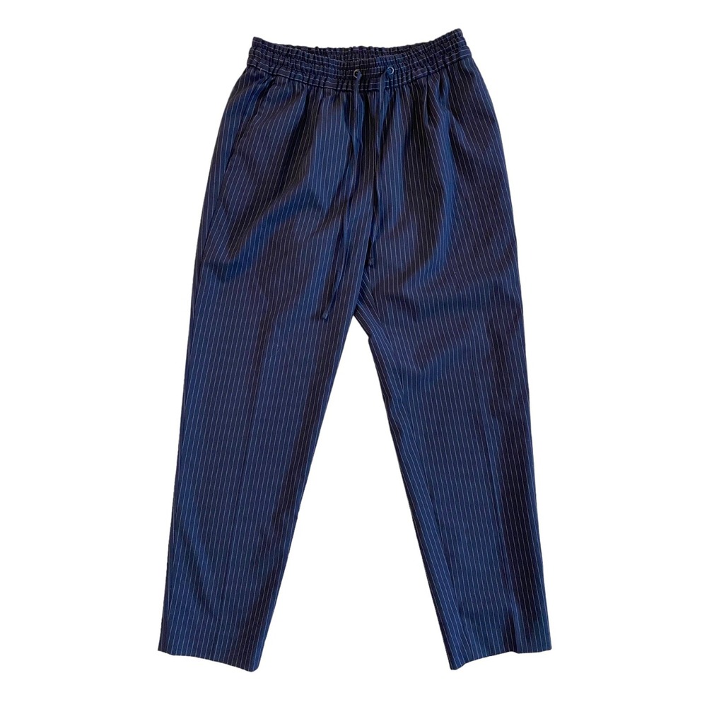 GAP Women's Pants Classic Pinstriped Navy Pull On Drawstring Straight Leg Size 2